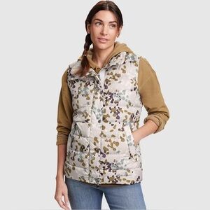 Eddie Bauer Vest Womens XS Stratus Therm Down Puffer Print Full Zip Outdoor Ecru